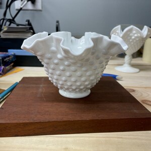 Fenton Hobnail Milk Glass Candy Dish