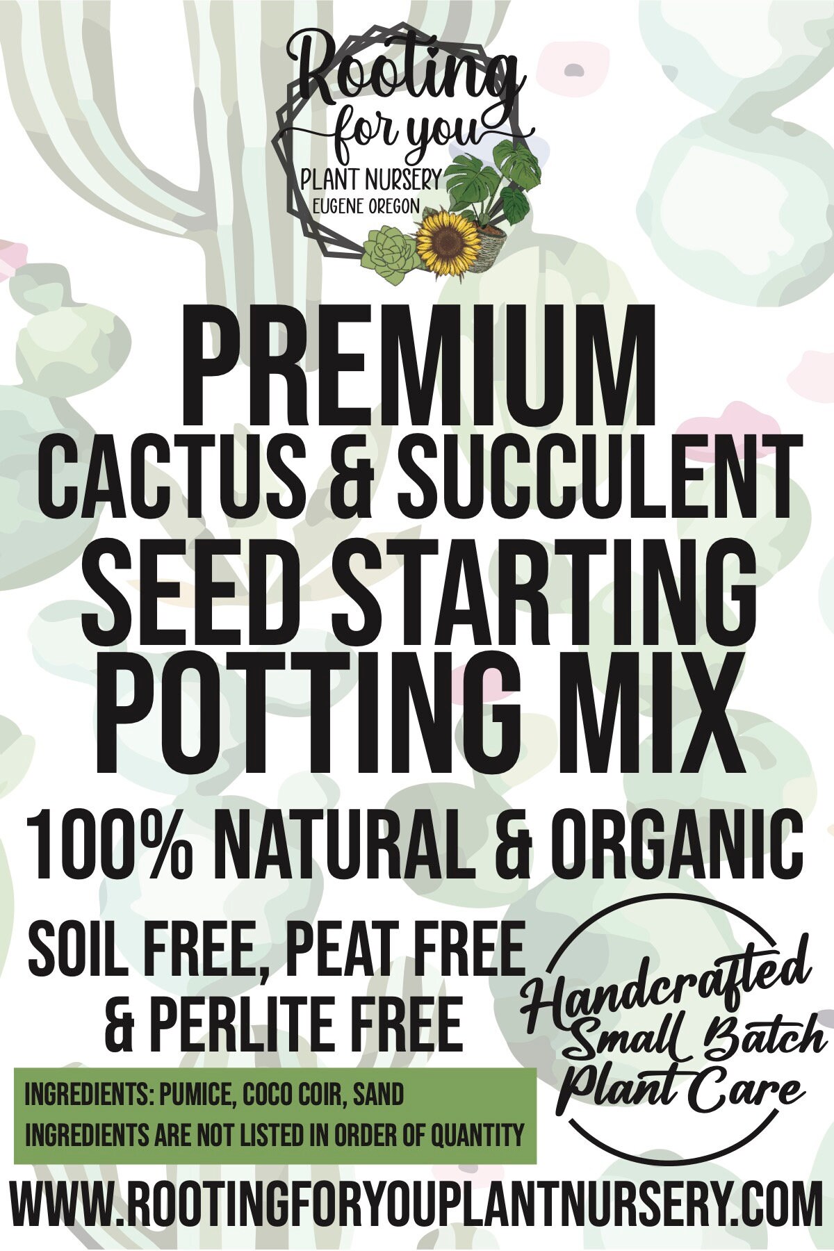 CACTUS & SUCCULENT Seed Starting Premium Soil Less Potting Mix Oregon ...