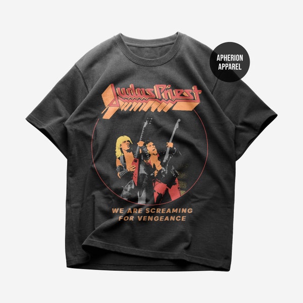Camiseta de Judas Priest - Camiseta de música de metal - Screaming For Vengeance - Breaking the Law - Judas Priest Merch - Camiseta de algodón pesado unisex