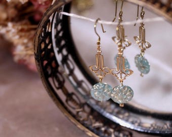 Art Deco | Elevator Gold Charm with Glass Earrings