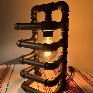 Personalized handmade Vintage table lamp Retro Pipe light industrial Rustic lamp E27 Edison Steampunk desk lamp