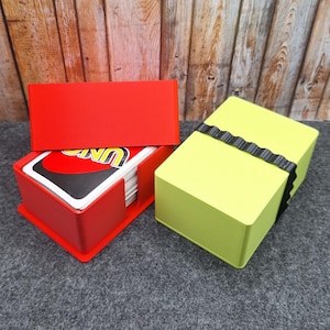 Spielkartenbox | Box für Spielkarten mit Gummiband | geeignet für Uno und andere Kartenspiele | Spielkarten Aufbewahrung | Uno Box