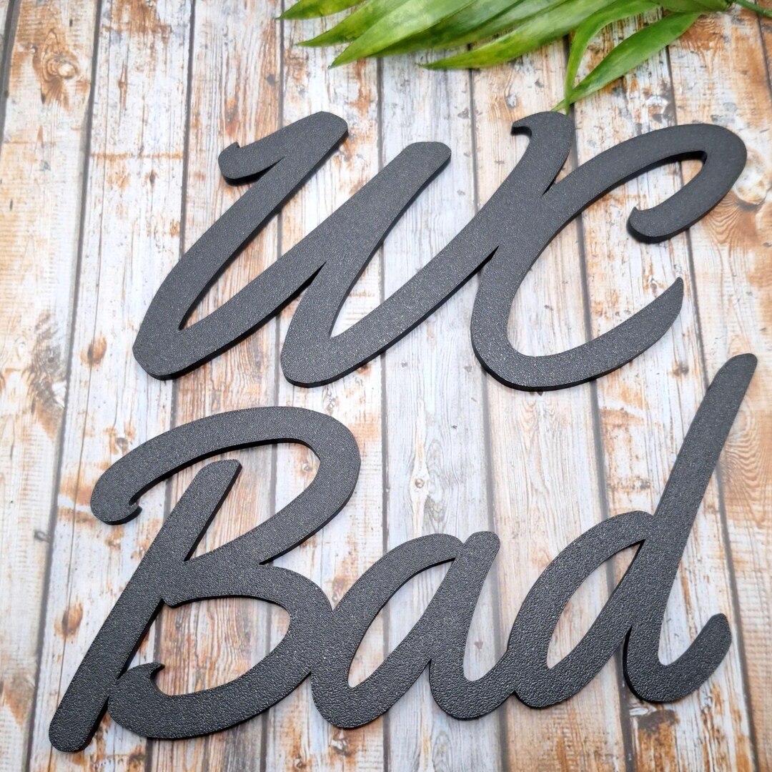 Bad Schild Selbstklebend – Türschild Für Badezimmertür, 17x9 Cm, Schwarzer 3D-Schriftzug