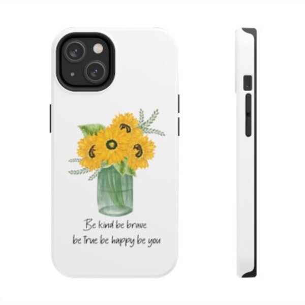 Sunflower Tough iPhone Cases / Be Kind Phone Case / iPhone 14 Case / iPhone 13 Case / iPhone Mini Case / Flower in Jar Phone Case