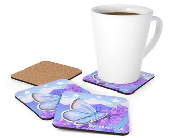 Mission Blue Butterfly Set of 4 Corkwood Coasters