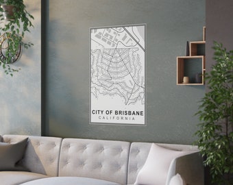 Brisbane Map Satin Posters (210gsm)