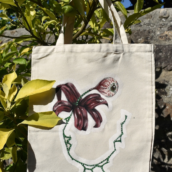 Handpainted tote bag with original design made by alex