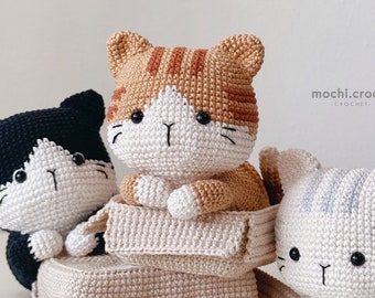 Patron au crochet - Pain de chat dans la boîte - Amigurumi smoking tabby + smoking + chat tigré - PDF à téléchargement numérique