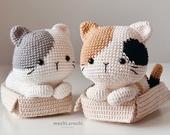 Crochet Pattern - Catloaf in the Box - Calico + Bicolor Cat Amigurumi - PDF Digital Download