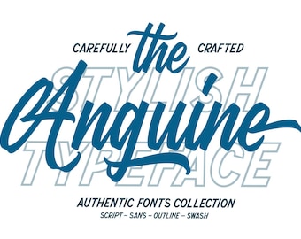 Anguine Handgeschriebene Schrift - Handgeschriebene Schrift, moderne kursive Schrift, elegante Hochzeitsschrift, Branding Logo, trendige Kalligrafie, Schnörkel