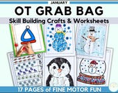 January Preschool Printables, Winter Fine Motor Skills, Winter Dot Markers, preschool tracing & Counting Worksheets For Kids + OT