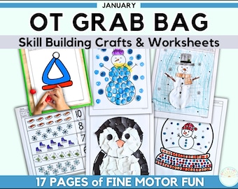 January Preschool Printables, Winter Fine Motor Skills, Winter Dot Markers, preschool tracing & Counting Worksheets For Kids + OT