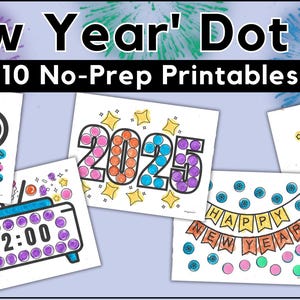 2026 Kids New Years Coloring Pages Dot Marker Toddler New Years Eve ...