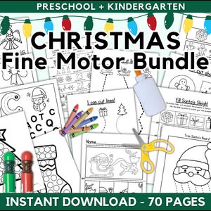 PRINTABLE BUNDLE: Christmas Preschool Fine Motor Simple Homeschool Christmas PreK Activity Christmas Countdown Handwriting Practice Coloring