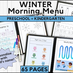 Winter Pre K Morning Menu Preschool Personalized Name Tracing Worksheets Simple Homeschool Preschool Handwriting Practice Winter Fine Motor