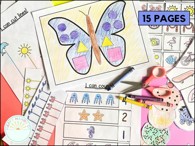 Summer Scissor Skill Preschool Worksheets For Kids Cut And Paste Pre K Worksheets Summer Break Cutting Printable for Kindergarten and PreK image 2
