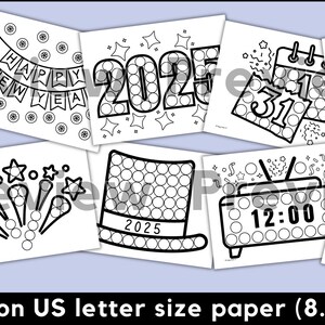 2026 Kids New Years Coloring Pages Dot Marker Toddler New Years Eve ...