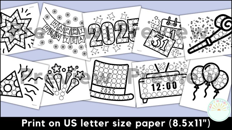 2026 Kids New Years Coloring Pages Dot Marker Toddler New Years Eve ...