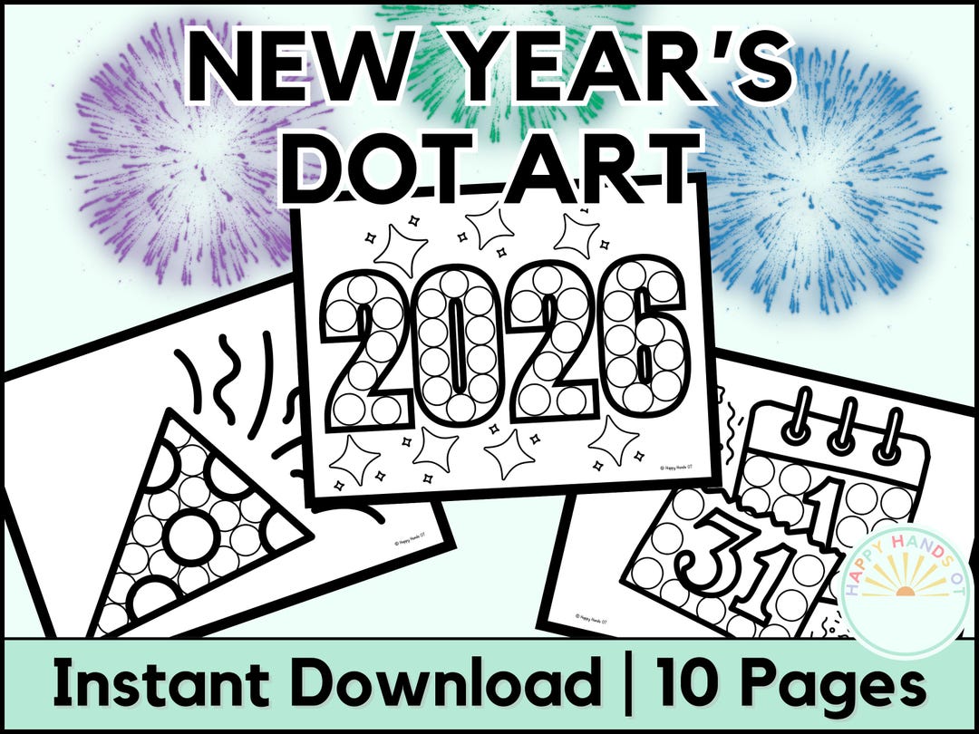 Buy 2026 Kids New Years Coloring Pages Dot Marker Toddler New Years Eve ...