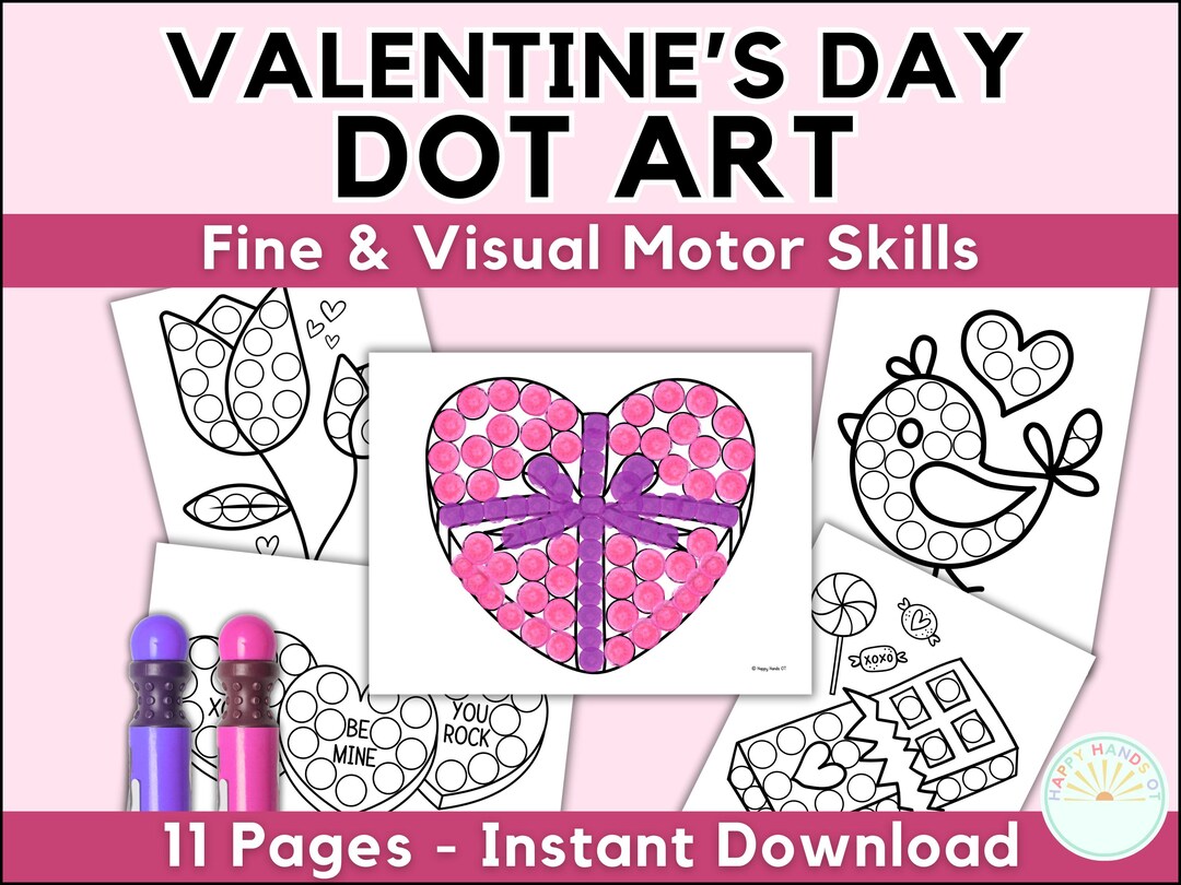 Valentines Day Dot Art Printable Preschool Valentines Worksheets for ...
