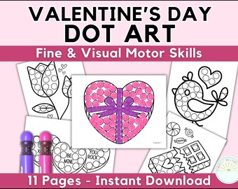 Valentines Day Dot Art Printable Preschool Valentines Worksheets For Kids Classroom Preschool Valentines Dot Marker Toddler Winter Coloring