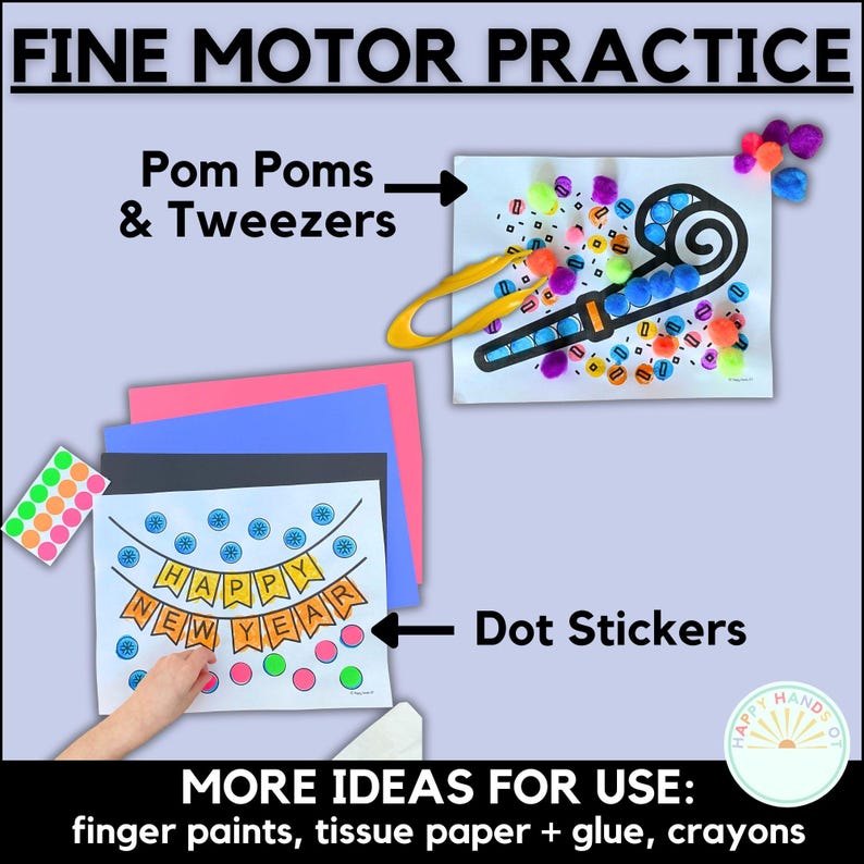 2026 Kids New Years Coloring Pages Dot Marker Toddler New Years Eve ...