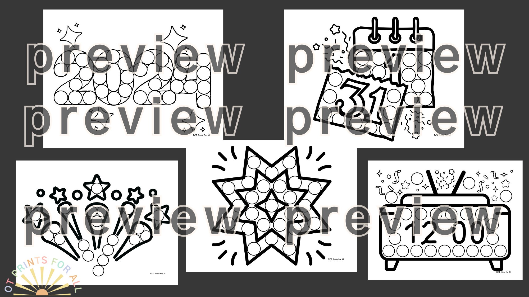 Kids New Years Activities 2024 Dot Marker Toddler New Years Eve Games ...
