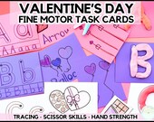 Preschool Valentine's Day Fine Motor Task Cards - PreK Valentines Tracing Worksheets Simple Homeschool Preschool Centers Alphabet Activities