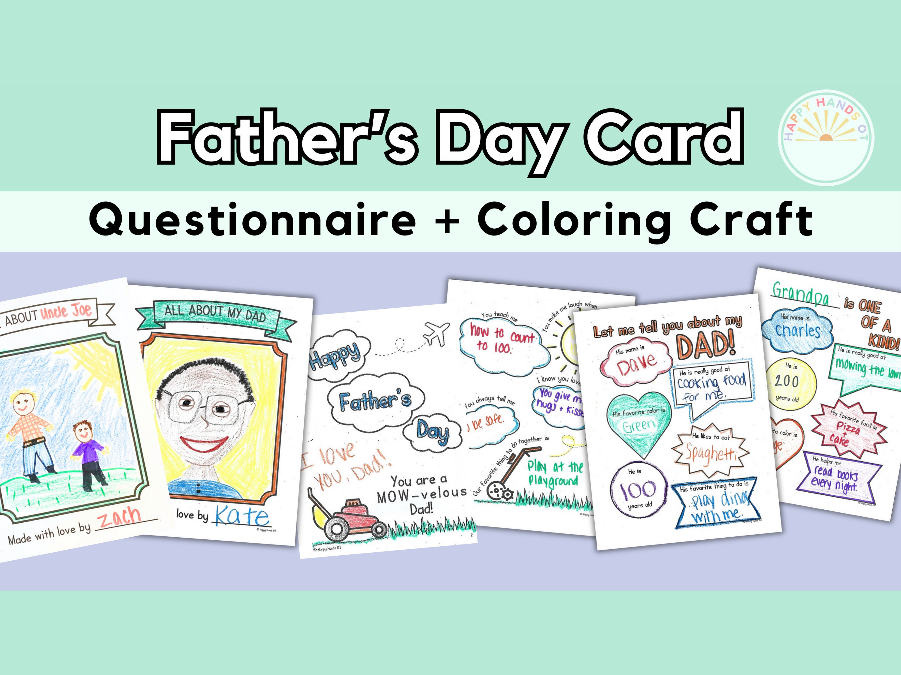 All About My Dad Fathers Day Questionnaire for Kids DIY Gift for Dad ...