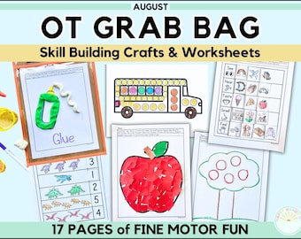 August Back to School Occupational Therapy Preschool Fine Motor Skills: OT Preschool Tracing, Scissor Skill, & Counting Worksheets For Kids
