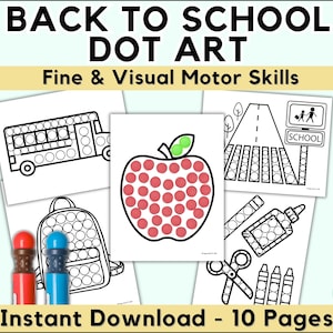 Back To School Coloring Fall Dot Marker First Day of School Coloring Fall Coloring Pages Preschool Centers Simple Homeschool PreK Worksheets image 1