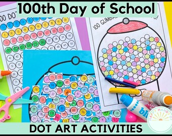 100th Day of School Gumball Craft 100 Days Celebration Printable Gumball Machine Cutting Practice Worksheet 100 Day of School Cut and Paste