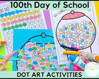 100th Day of School Gumball Craft 100 Days Celebration Printable Gumball Machine Cutting Practice Worksheet 100 Day of School Cut and Paste