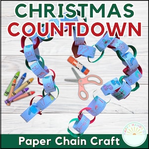 Christmas Countdown Paper Chain Garland Preschool Christmas Printables ...