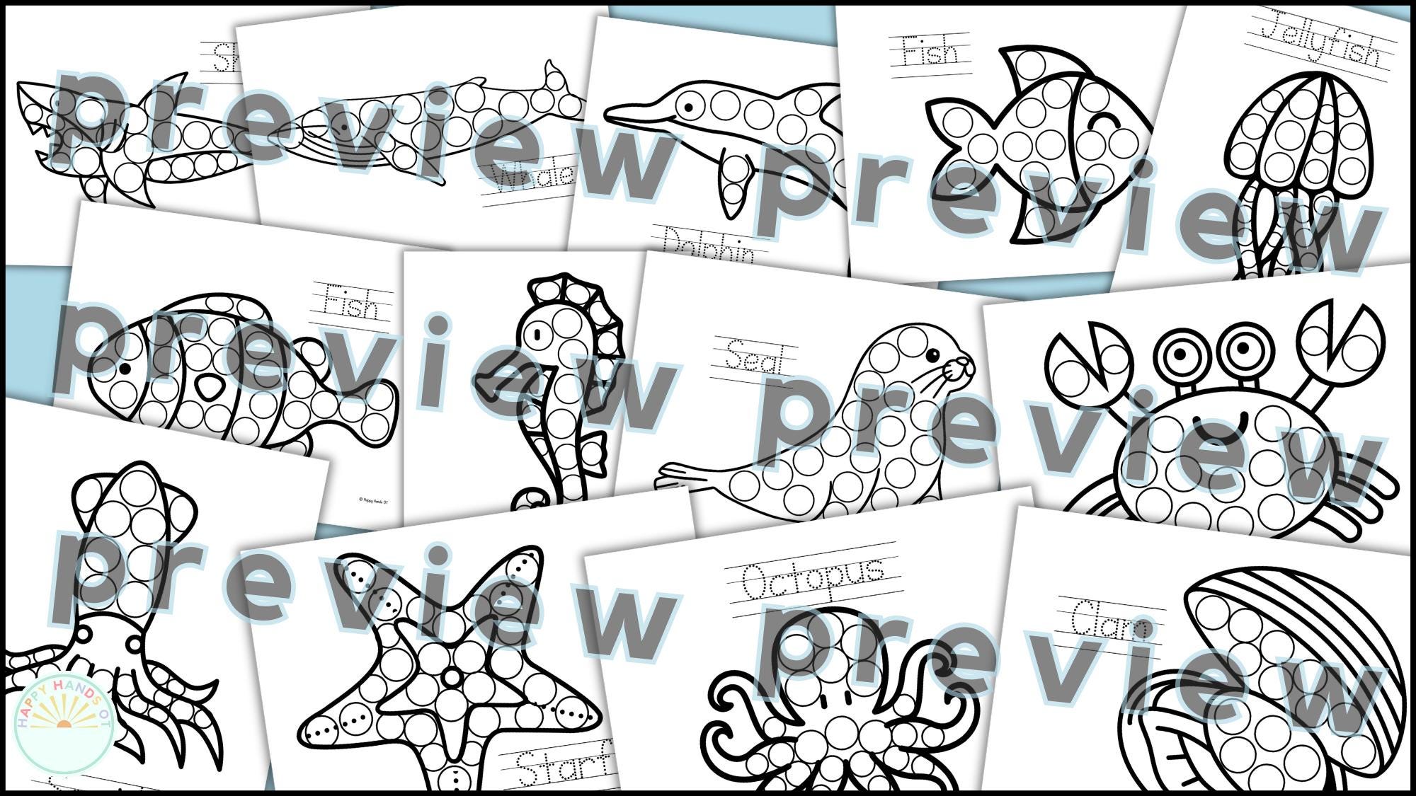 Ocean Preschool Dot Marker Worksheets for Kids Preschool Tracing ...