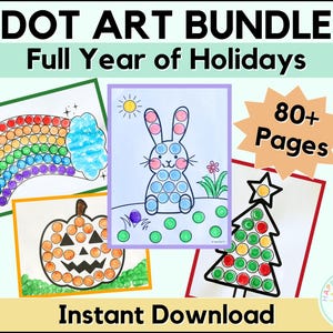Holiday Dot Art Preschool Worksheets For Kids - Holiday Dot Marker Toddler Coloring Pages Printable Holiday Activity (Instant Download PDF) image 1