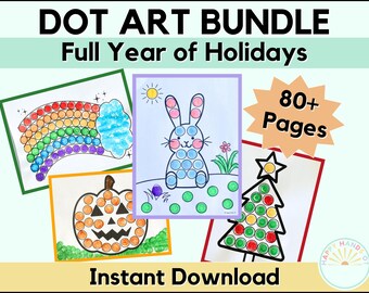Schede didattiche per bambini in età prescolare con pennarelli a pois per le feste - Pagine da colorare per bambini piccoli con pennarelli a pois per le feste, attività stampabili per le feste (download immediato in PDF)