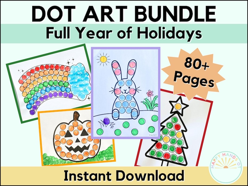 Holiday Dot Art Preschool Worksheets For Kids - Holiday Dot Marker Toddler Coloring Pages Printable Holiday Activity (Instant Download PDF) image 1