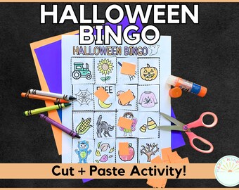 Classroom Halloween Kids Bingo Fine Motor Scissor Skill Make Your Own Halloween Bingo Cards Game Fall Bingo Preschool Halloween Activity