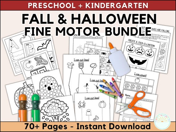 PRINTABLE BUNDLE - Fall Dot Marker Preschool Worksheets Occupational Therapy Halloween Kids Activities Simple Homeschool Fall Coloring Pages