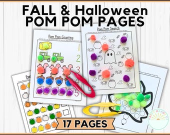Fall Pom Pom Fine Motor Worksheets Halloween Preschool Centers Autumn Preschool Worksheets for Kids Occupational Therapy Worksheets Pre K