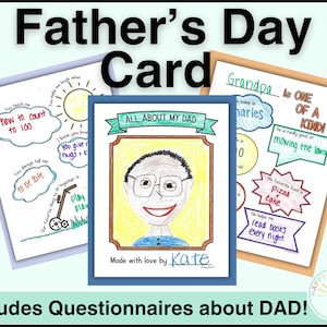 All About My Dad Fathers Day Questionnaire For Kids DIY Gift For Dad Fathers Day Card From Kid All About My Grandpa Meaningful Dad Gift