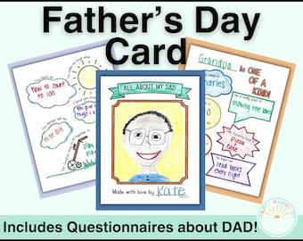 All About My Dad Fathers Day Questionnaire For Kids DIY Gift For Dad Fathers Day Card From Kid All About My Grandpa Meaningful Dad Gift