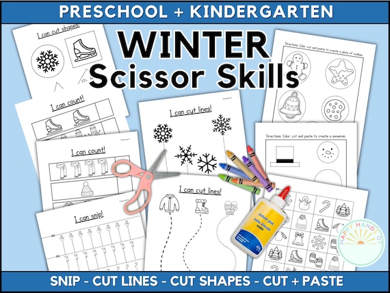 Winter Preschool Fine Motor Cutting Worksheets Winter Preschool Printable Winter Break Worksheets PreK Scissor Skills Cutting Activities