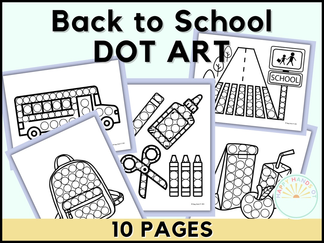 Back to School Coloring Fall Dot Marker First Day of School Coloring