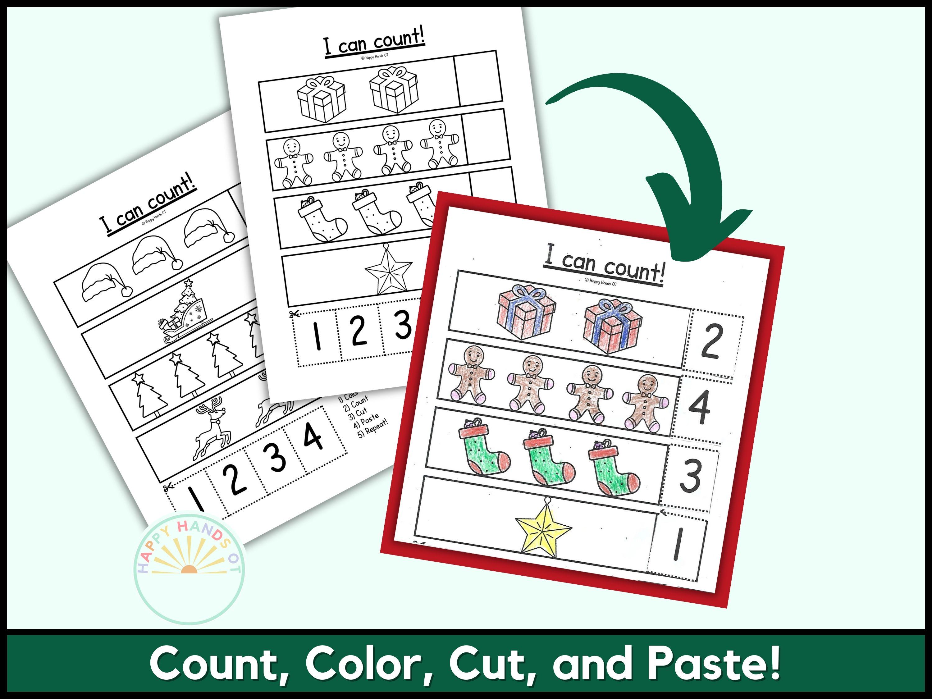 Christmas Printable Scissor Skill Kids Cut and Glue Preschool ...