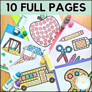 Back To School Coloring Fall Dot Marker First Day of School Coloring Fall Coloring Pages Preschool Centers Simple Homeschool PreK Worksheets image 2