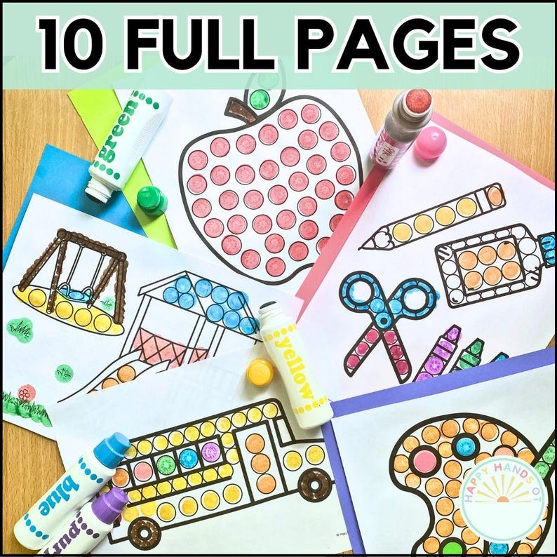 Back To School Coloring Fall Dot Marker First Day of School Coloring Fall Coloring Pages Preschool Centers Simple Homeschool PreK Worksheets image 2