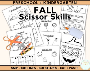 Fall Scissor Skill Halloween Preschool Cutting Practice Autumn Preschool Worksheets for Kids Occupational Therapy Worksheets Fine Motor