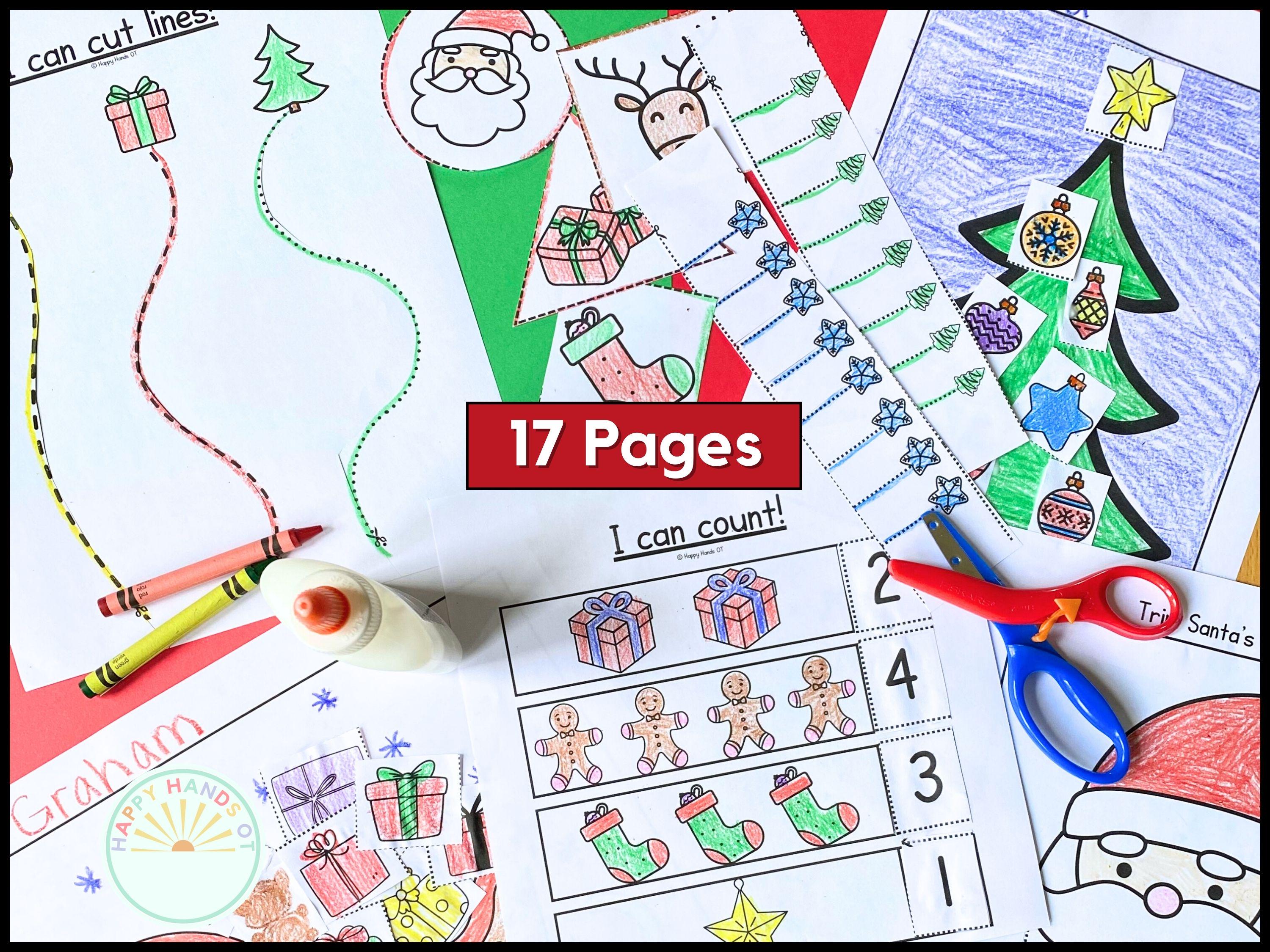 Christmas Printable Scissor Skill Kids Cut and Glue Preschool ...